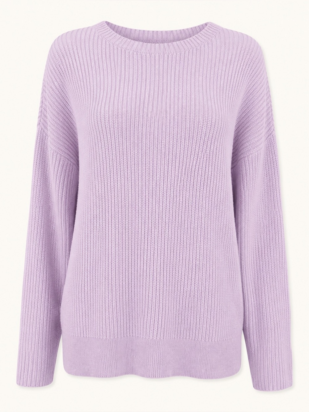 LOFT Lilac Rib Knit Sweater Small Relaxed Crew Neck Lightweight Spring Lavender